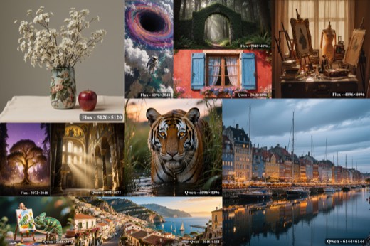 SEGA teaser: high-resolution images generated with Flux and Qwen